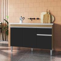 Balcão De Pia Ambiente Tatiane 120 Cm Amendoa Preto - Ajl - 1