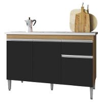 Balcão De Pia Ambiente Tatiane 120 Cm Amendoa Preto - Ajl - 2