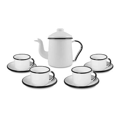 Conjunto Para Café Esmaltado 9 Peças Branco Ewel