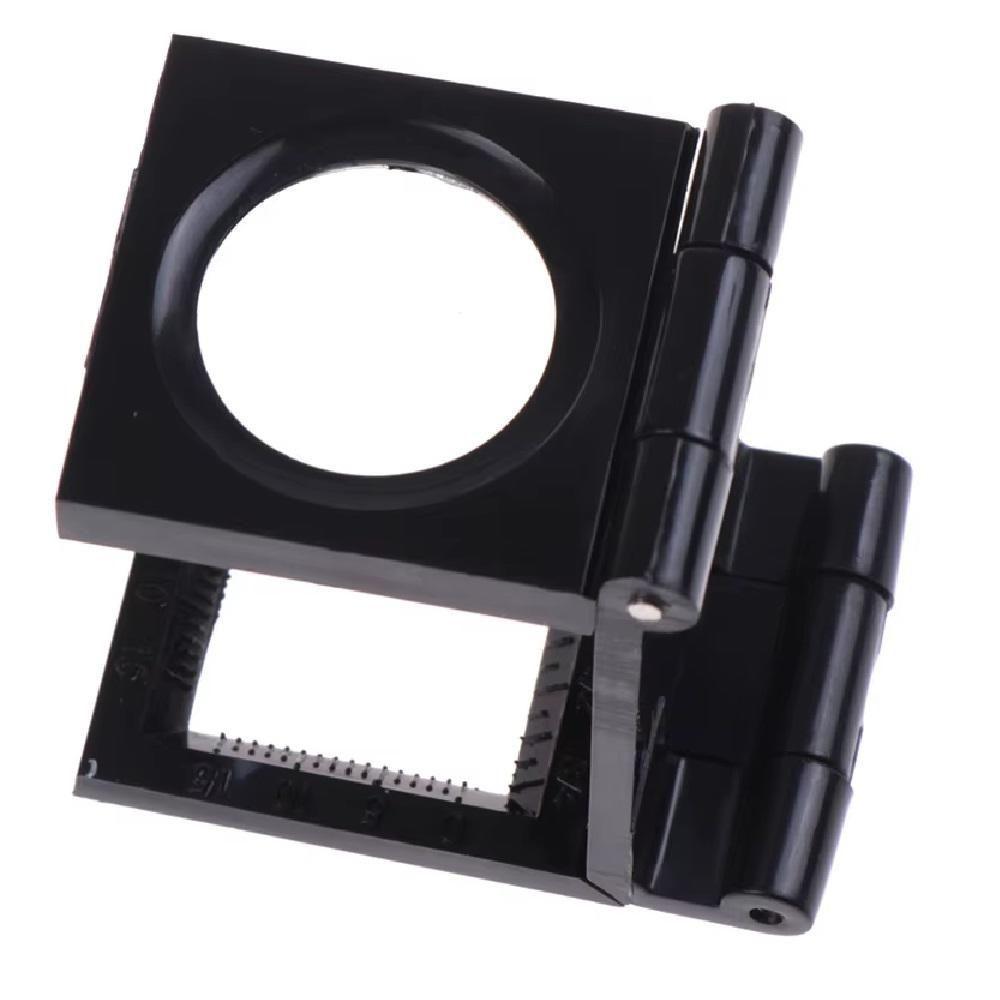 Lupa Conta Fios 10x Mini De Mesa Bancada Suporte Dobravel Lente Optica 28mm Com Escala Profissional Portatil Bolso - 6