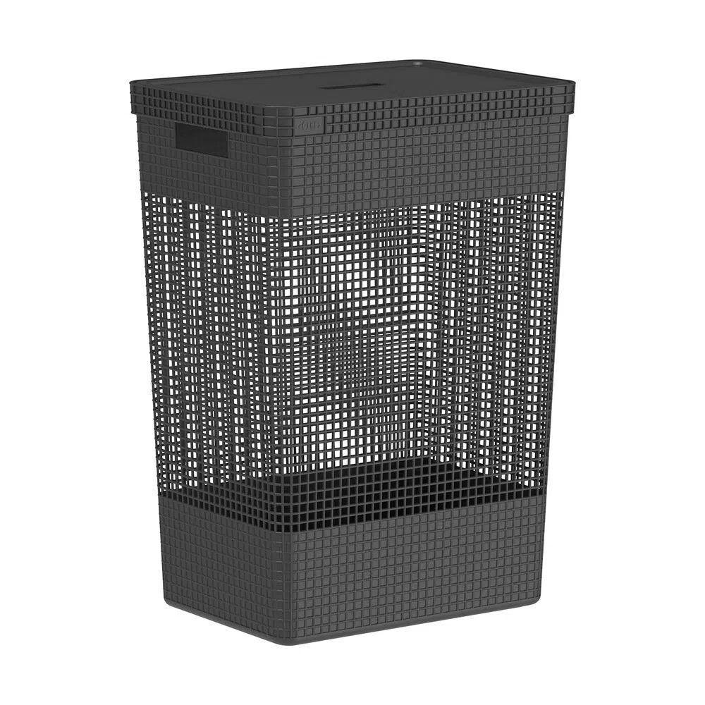 Cesto De Roupa Grid Preto 49 L Com Tampa 38 X 28 X 55,2 Cm - 1