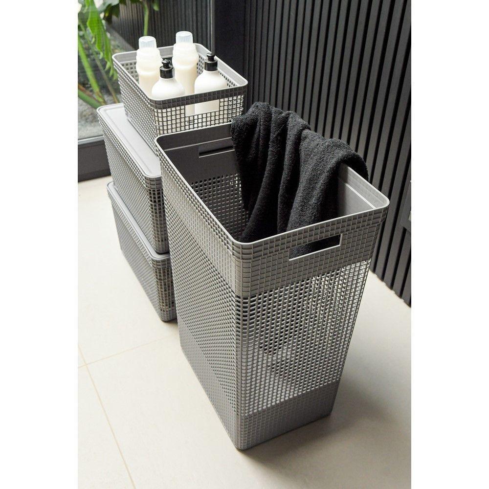 Cesto De Roupa Grid Preto 49 L Com Tampa 38 X 28 X 55,2 Cm - 8