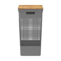 Cesto De Roupa Grid Chumbo 49 L Com Tampa De Bambu 38 X 28 X 55,6 Cm - 3