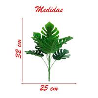 Kit 7 Ramos Costela De Adão Decorativo Artificial Plástico Verde 9 Folhas Cada 32cm - 2