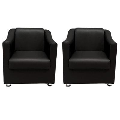 Kit 2 Poltronas Decorativas Sofia Para Salão Consultório Corino Corano Preto