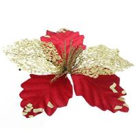 Kit 8 Flor De Natal Vermelha Artificial Com Brilho 19cm - 1