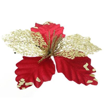 Kit 6 Flor De Natal Vermelha Artificial Com Brilho 19cm