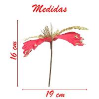 Kit 10 Flor De Natal Vermelha Artificial Com Brilho 19cm - 2