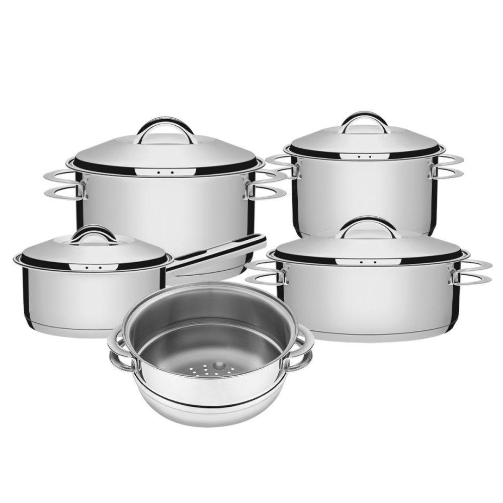 Jogo De Caçarola Solar 4 Peças + Cozi-vapore Solar Em Aço Inox Fundo Triplo Tramontina - 1