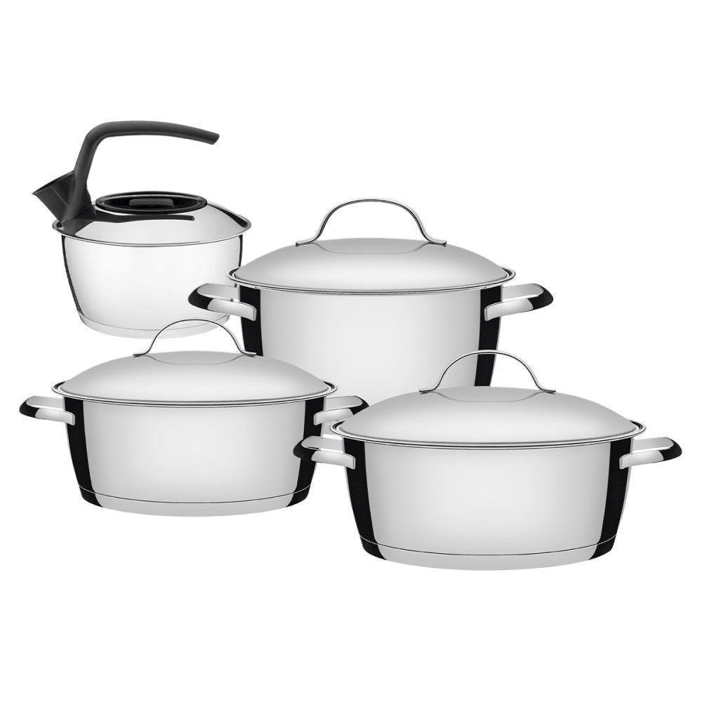 Jogo De Panelas 3 Peças + Chaleira Allegra Em Aço Inox Fundo Triplo Tramontina - 2