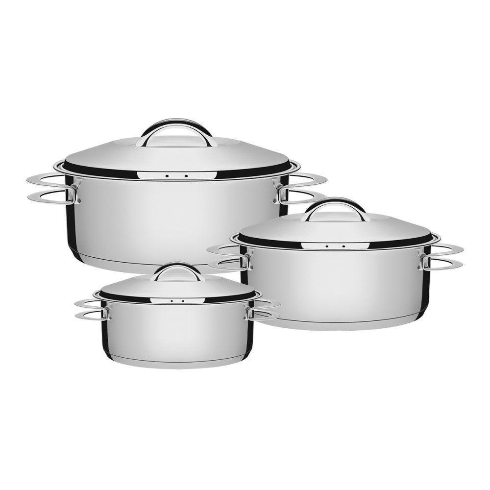 Jogo De Caçarola Rasa Solar 3 Peças Em Aço Inox Fundo Triplo Tramontina - 2