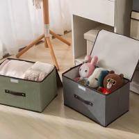 Caixa Dobravel Organizadora Porta Treco Brinquedo Multiuso Desmontavel Cesto Empilhavel Tecido Com Tampa Organização Gua - 5