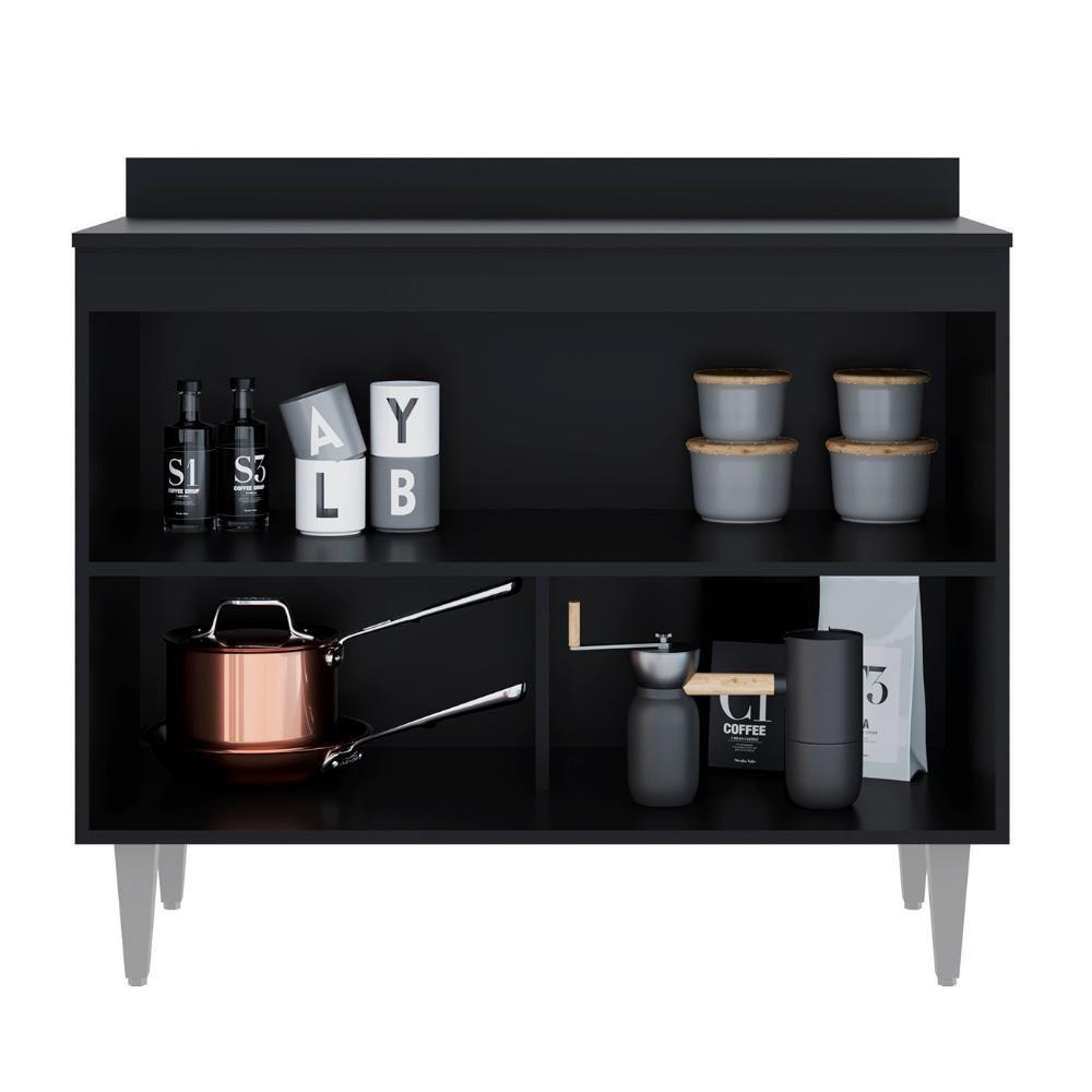 Balcão De Cozinha Com Tampo 100cm Julia Z34 Preto-grafite - Mpozenato - 5