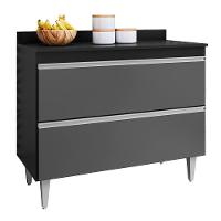 Balcão De Cozinha Com Tampo 100cm Julia Z34 Preto-grafite - Mpozenato - 1