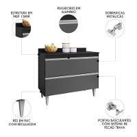 Balcão De Cozinha Com Tampo 100cm Julia Z34 Preto-grafite - Mpozenato - 3