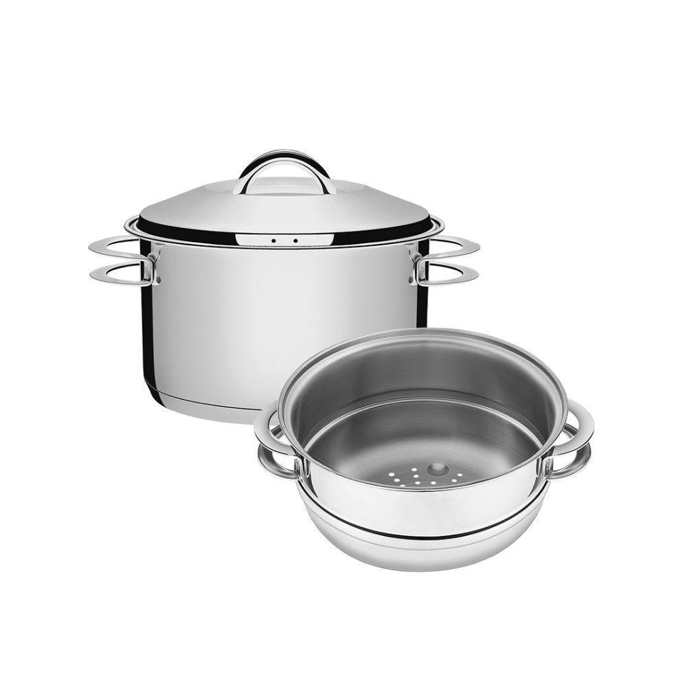 Jogo De Caçarola Rasa + Cozi-vapore Solar 20 Cm 3,6 L Em Aço Inox Fundo Triplo Tramontina - 2