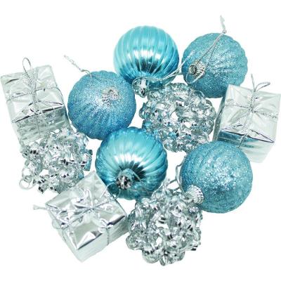 Kit 55 Peças Enfeite Tubo Natalino árvore De Natal Azul 5cm