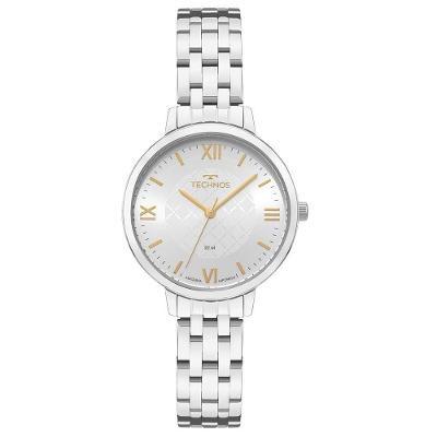 Relógio Feminino 2035NCZ-1K Analógico Pulseira de Aço Inox Prata Resistente à Água 5 ATM Technos