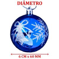 Kit 9 Bolas De Natal árvore Natal Glitter Azul Enfeite 60mm - 2