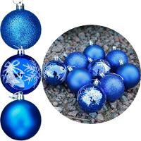 Kit 9 Bolas De Natal árvore Natal Glitter Azul Enfeite 60mm
