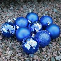 Kit 9 Bolas De Natal árvore Natal Glitter Azul Enfeite 60mm - 5