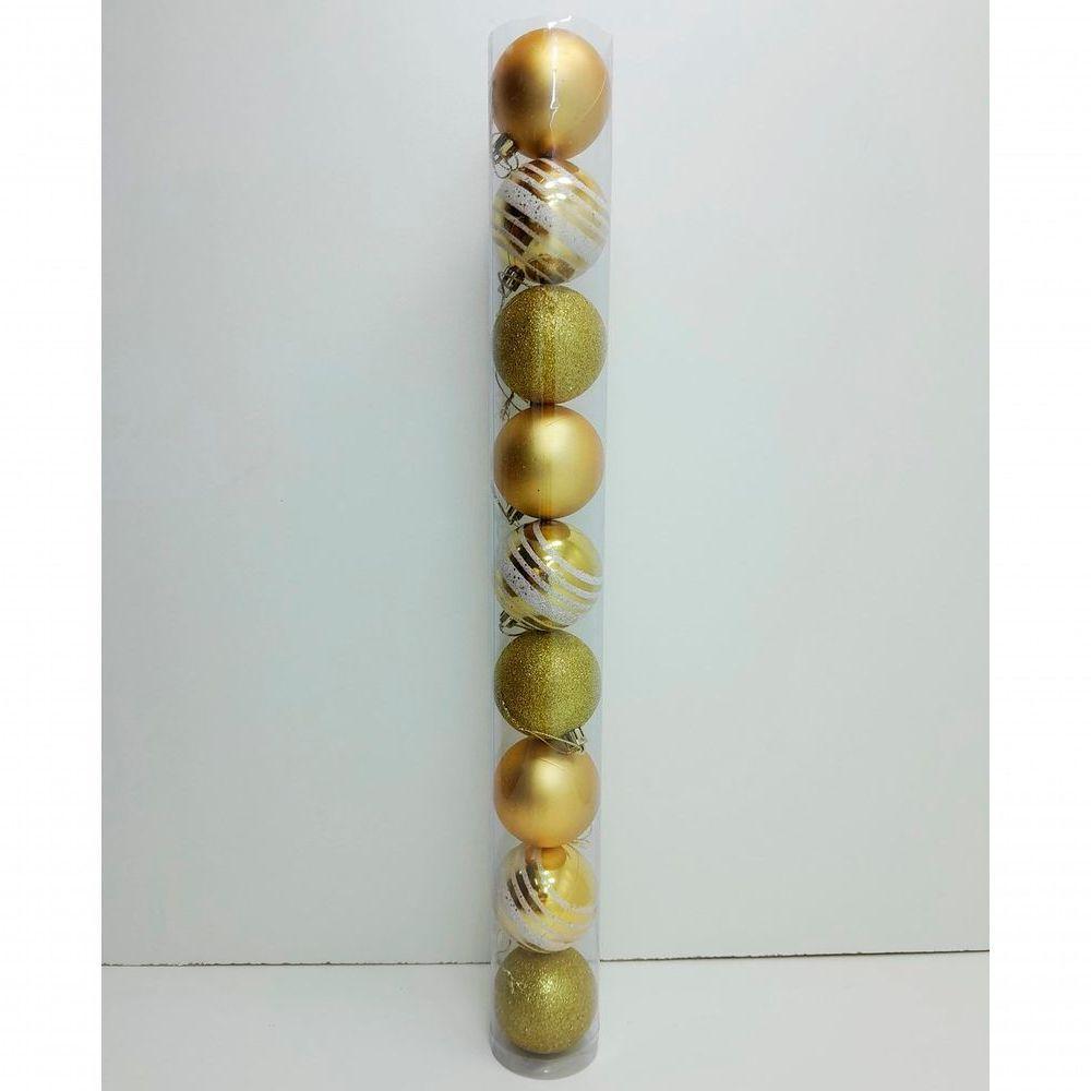 Kit 45 Bolas Enfeite Natalino árvore De Natal Gliter Dourada - 3