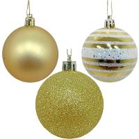 Kit 45 Bolas Enfeite Natalino árvore De Natal Gliter Dourada - 1