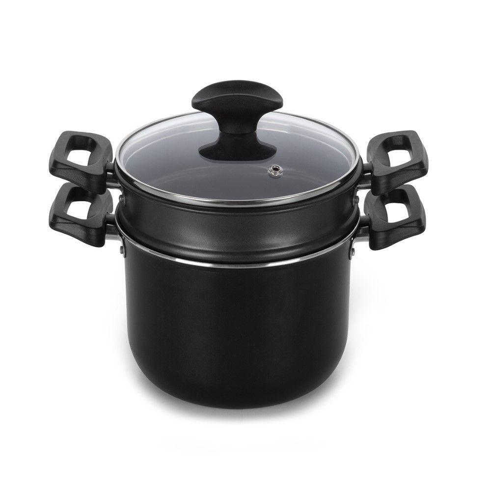 Cuscuzeira Induct+ Preta 16 Cm 2,4 L Em Alumínio Com Revestimento Antiaderente Multiflon - 1