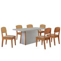 Mesa Jantar Diane 180cm Tampo Mdf Vidro 6 Cadeiras Copper Prem Moderna Turim 07 Naturale Serigrafia Off White - 2