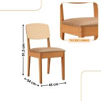 Mesa Jantar Diane 180cm Tampo Mdf Vidro 6 Cadeiras Copper Prem Moderna Turim 07 Naturale Serigrafia Off White - 3
