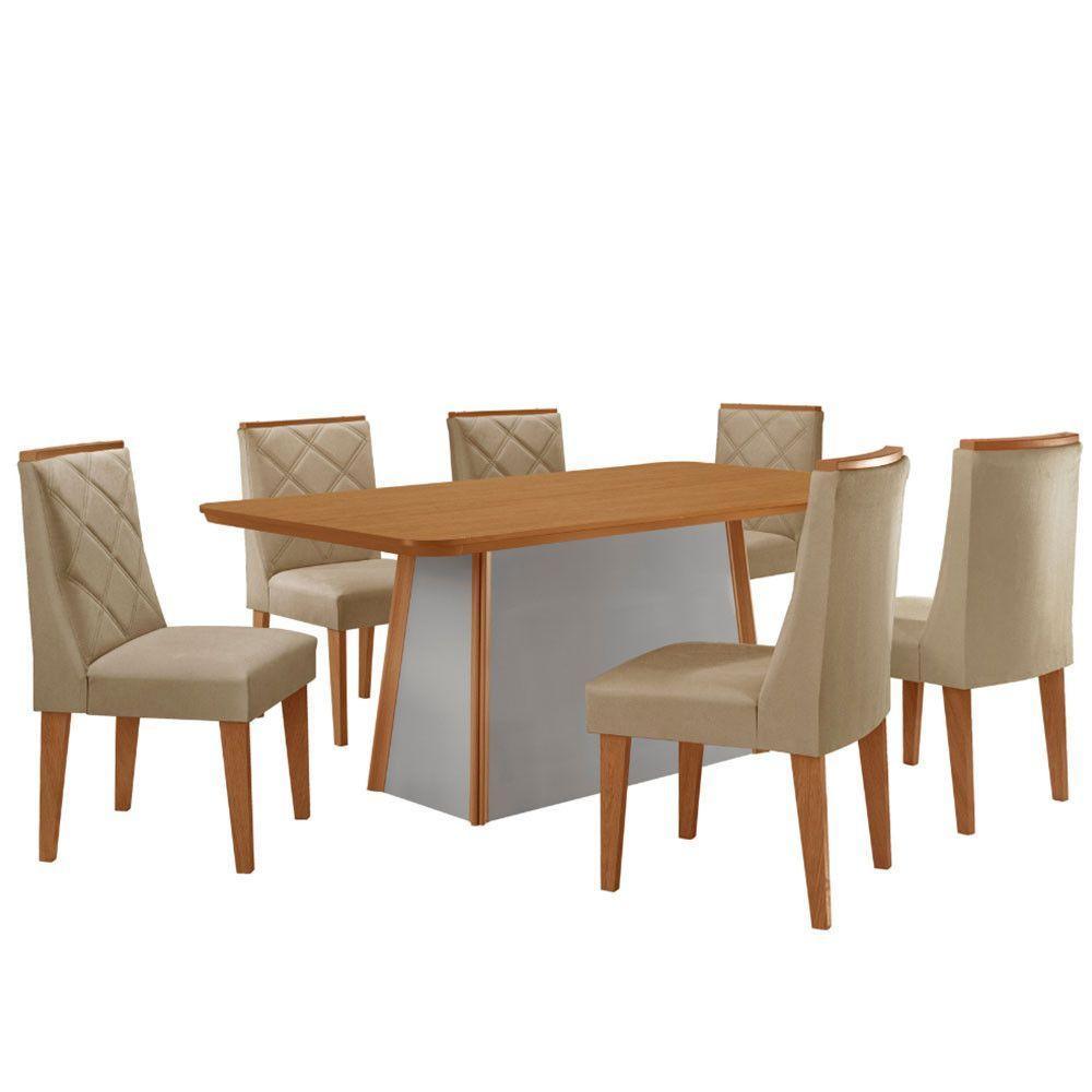 Mesa De Jantar Diane 180cm Tampo Mdf Lam 6 Cadeiras Isadora Moderna Turim 07 Naturale Off White - 2
