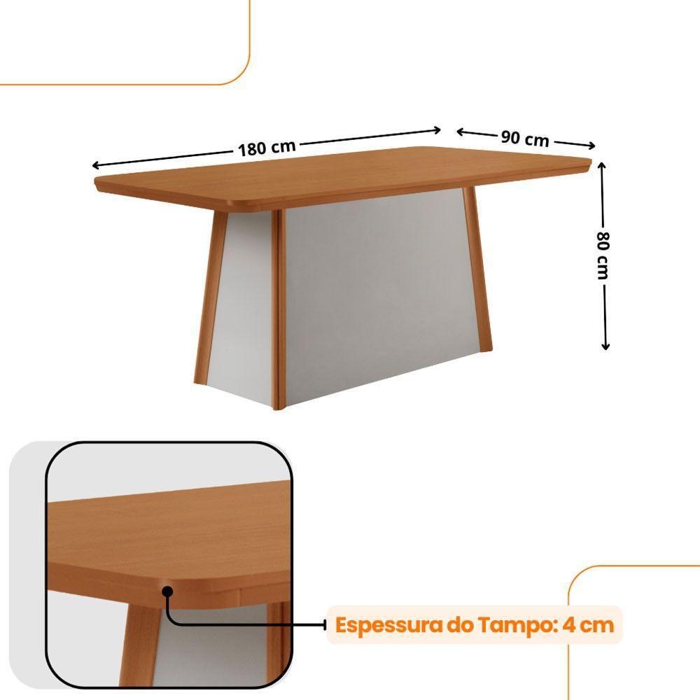 Mesa De Jantar Diane 180cm Tampo Mdf Lam 6 Cadeiras Isadora Moderna Turim 07 Naturale Off White - 4