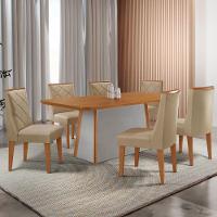 Mesa De Jantar Diane 180cm Tampo Mdf Lam 6 Cadeiras Isadora Moderna Turim 07 Naturale Off White - 1
