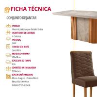 Mesa De Jantar Aspen 180cm Tampo Bp Canto Reto 6 Cadeiras Eloise Veludo Marrom Gris Royale - 2