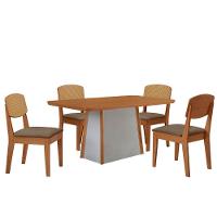 Mesa Jantar Diane 120cm Tampo Mdf Lam 4 Cadeiras Copper Pre Moderna Veludo Capuccino Naturale Off White - 2