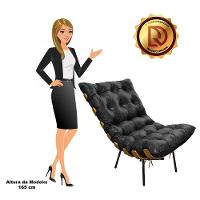 Poltrona Costela Corano Base de Metal D´rossi Preto - 5