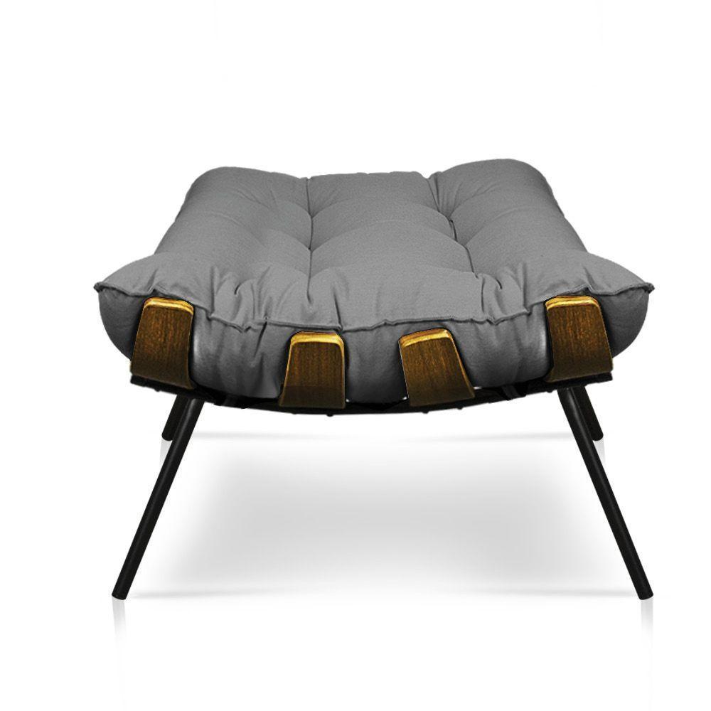 Kit 01 Poltrona E 01 Puff Costela Linho Base De Metal - D'Rossi A26 Grafite - 5