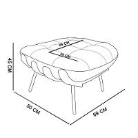 Kit 01 Poltrona E 01 Puff Costela Linho Base De Metal - D'Rossi A26 Grafite - 2