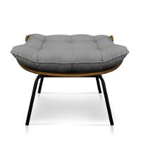 Kit 01 Poltrona E 01 Puff Costela Linho Base De Metal - D'Rossi A26 Grafite - 6