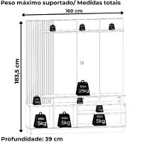 Estante Home Tv 75 Polegadas 160 Cm 1 Porta Ares Madetec Cinamomo Off White - 3