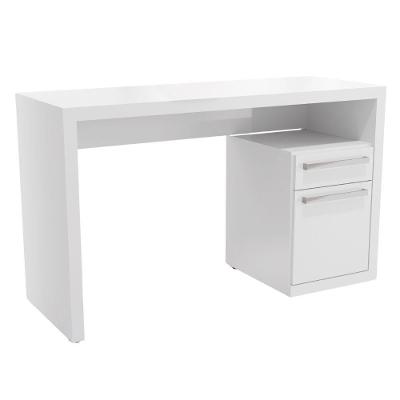 Mesa Escrivaninha com Gaveteiro S970 Moderno 1 Gaveta em MDP para Escritório Branco