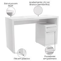 Mesa Escrivaninha Com Gaveteiro Urban 120 Cm S970 Kappesberg Branco - 3