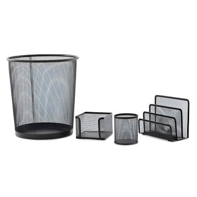Conjunto Kit Escritório 4 Peças Organização Preto Aço