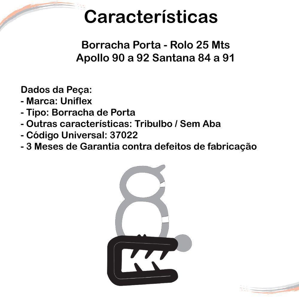 Borracha Porta Apollo 90 A 92 Santana 84 A 91 Rolo 25 Mts - 3
