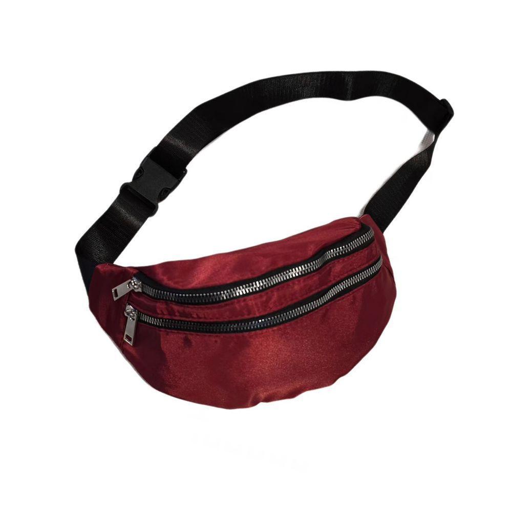 Pochete Bolsa Academia Cintura 2 Compartimentos Cor:vinho - 1