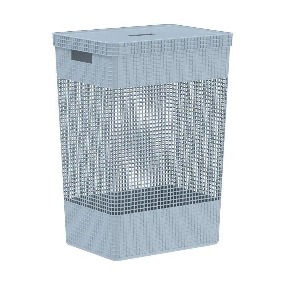 Cesto De Roupa Grid Azul Glacial 49 L Com Tampa 38 X 28 X 55,2 Cm - 1