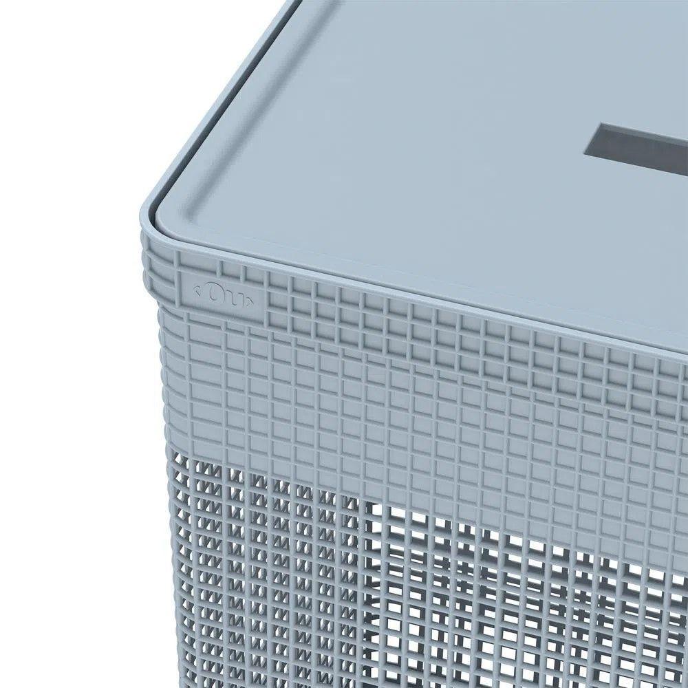 Cesto De Roupa Grid Azul Glacial 49 L Com Tampa 38 X 28 X 55,2 Cm - 5