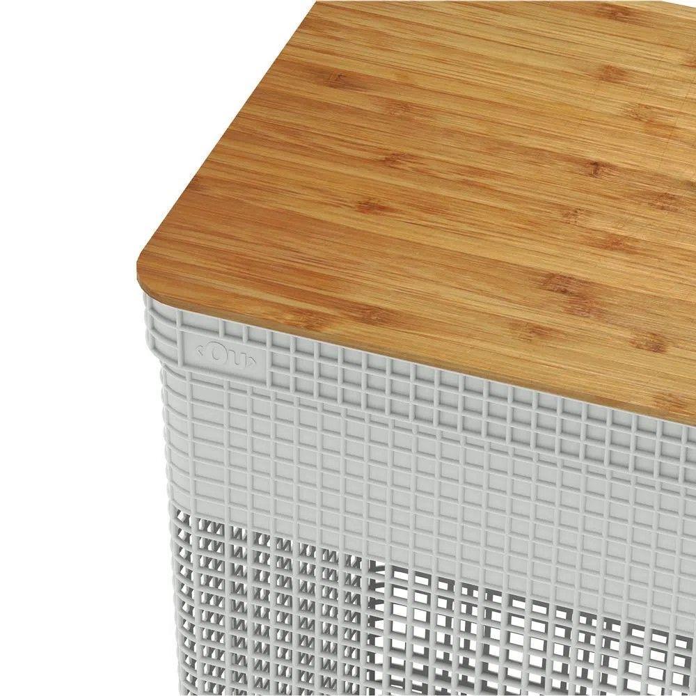 Cesto De Roupa Grid Branco Oceano 49 L Com Tampa De Bambu 38 X 28 X 55,6 Cm - 8