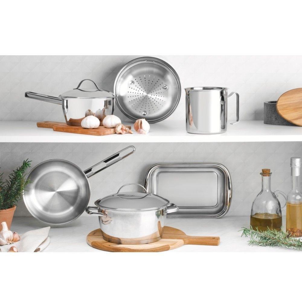 Jogo De Caçarola Rasa E Funda Allegra 3 Peças Em Aço Inox Fundo Triplo Tramontina - 2