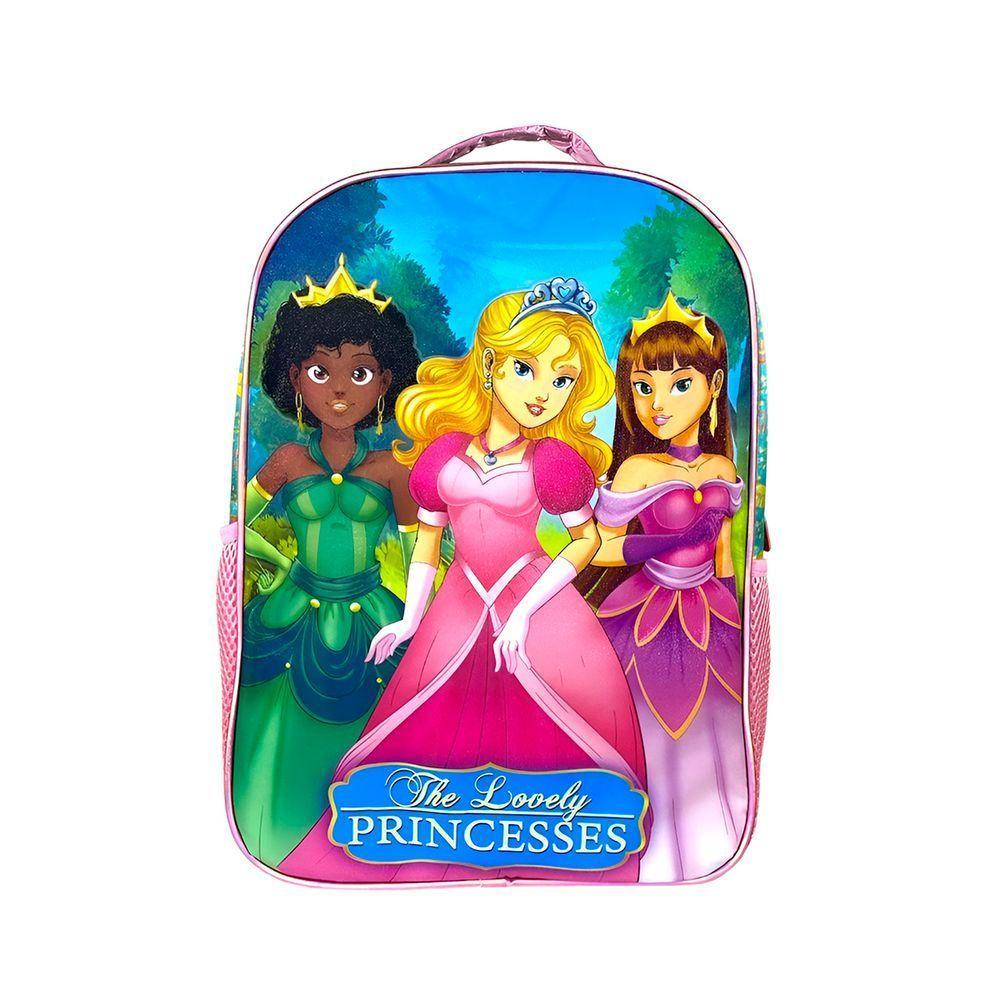 Kit Estojo, Lancheira E Mochila Infantil Princesa Rosa - 1